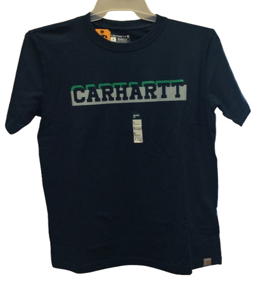 Carhartt Men’s Short Sleeve Size Small, Blue Green, Teal & Gray, Heavyweight