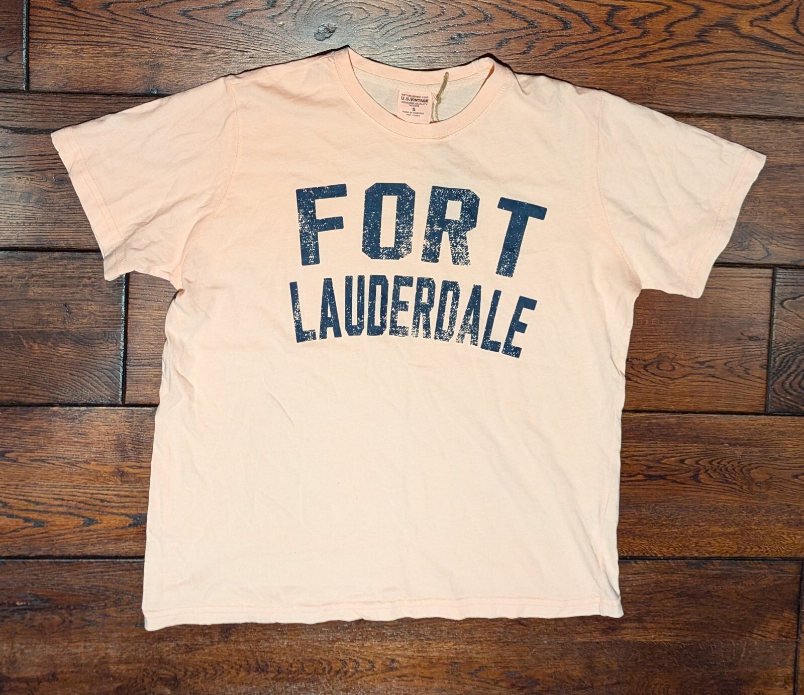 U.S. Vintage Men’s 100% Cotton Apricot Fort Lauderdale T-Shirt Size Small – NWT