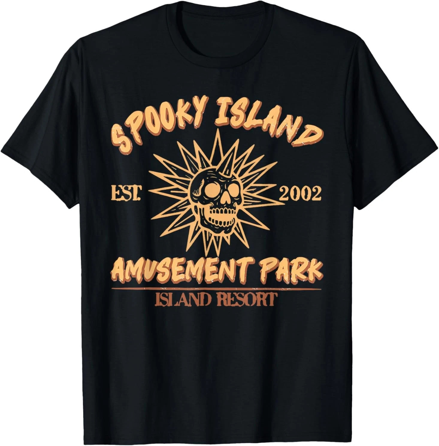 “Spooky Island” Est 2002 Amusement Park Skull Halloween Funny T-Shirt