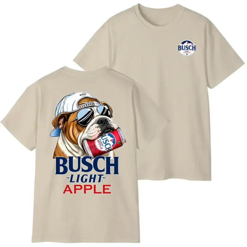 Bulldog Custom Busch Apple Dog Golden Retriever Beer Graphic Unisex T-Shirt