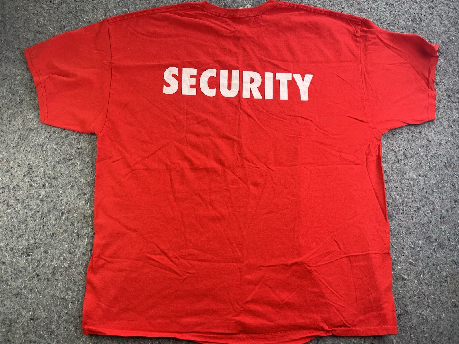 Gildan Security T Shirt Red 2XL Short Sleeve Back Print Work Uniform Tee