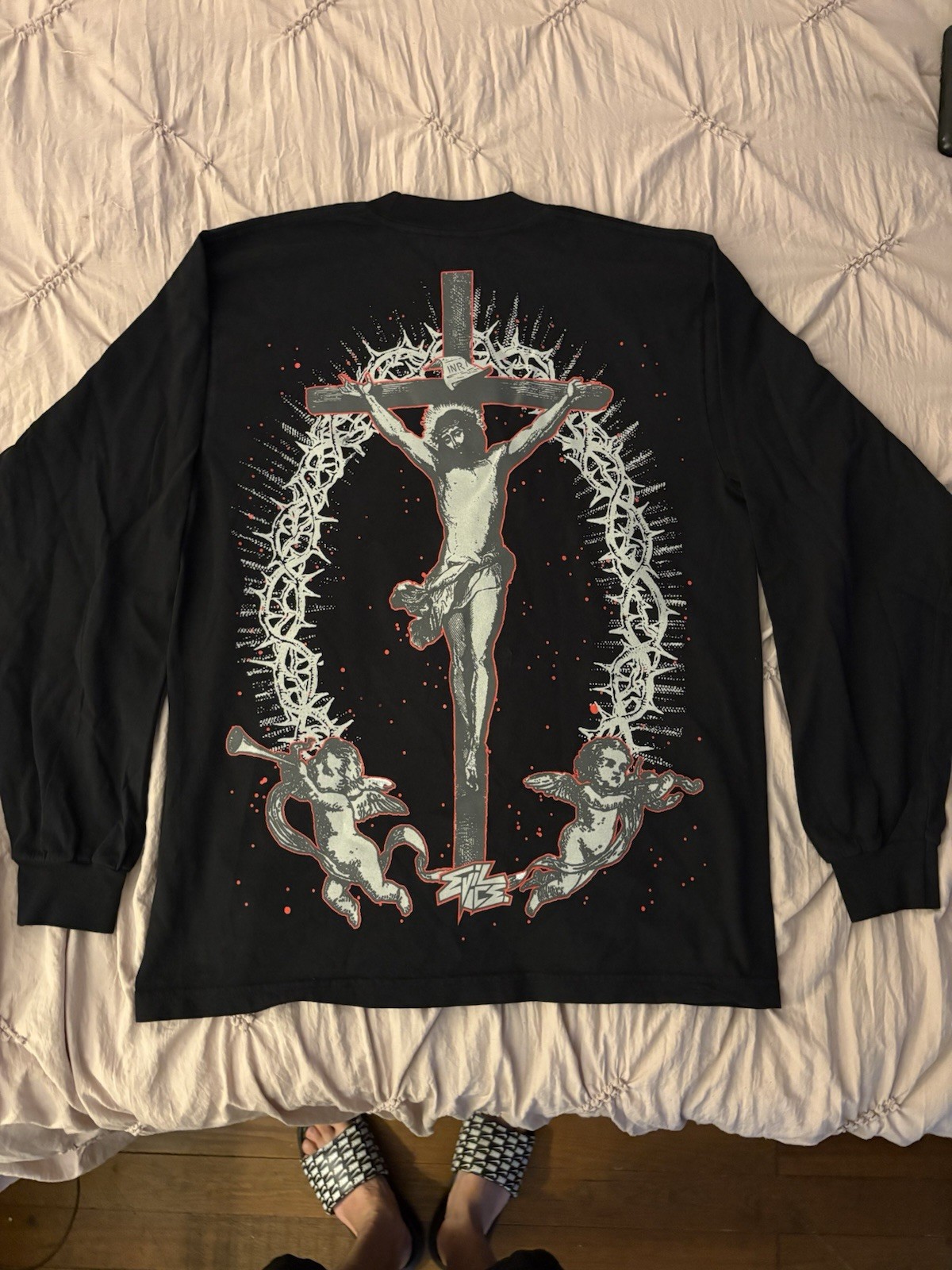 Evil Vice Jesus Graphic Long Sleeve Shirt Black $130 Retail 100% Authentic NWOT