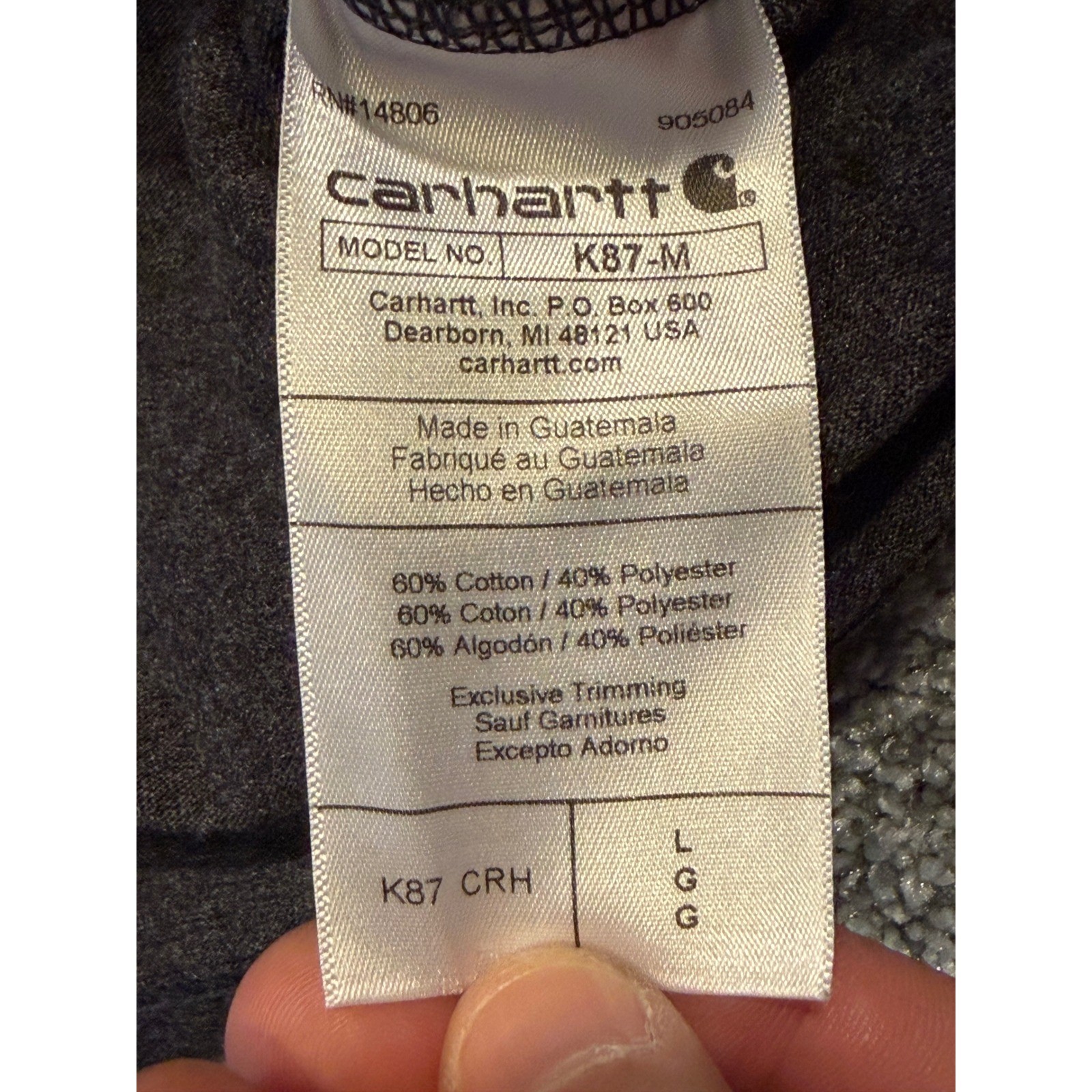 Carhartt T-Shirt Mens L Gray K87 Loose Fit Anthem Flex Herbicide FMC Pocket Tee*