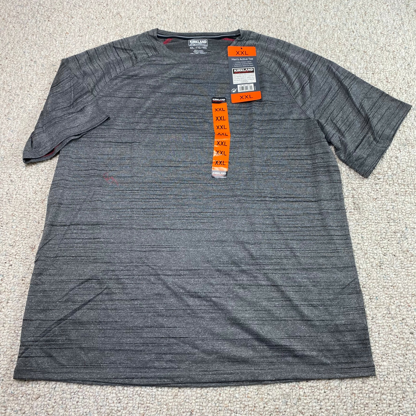 Kirkland Mens Active T Shirt sz XXL Gray Gym Workout Fitness Athleisure NEW