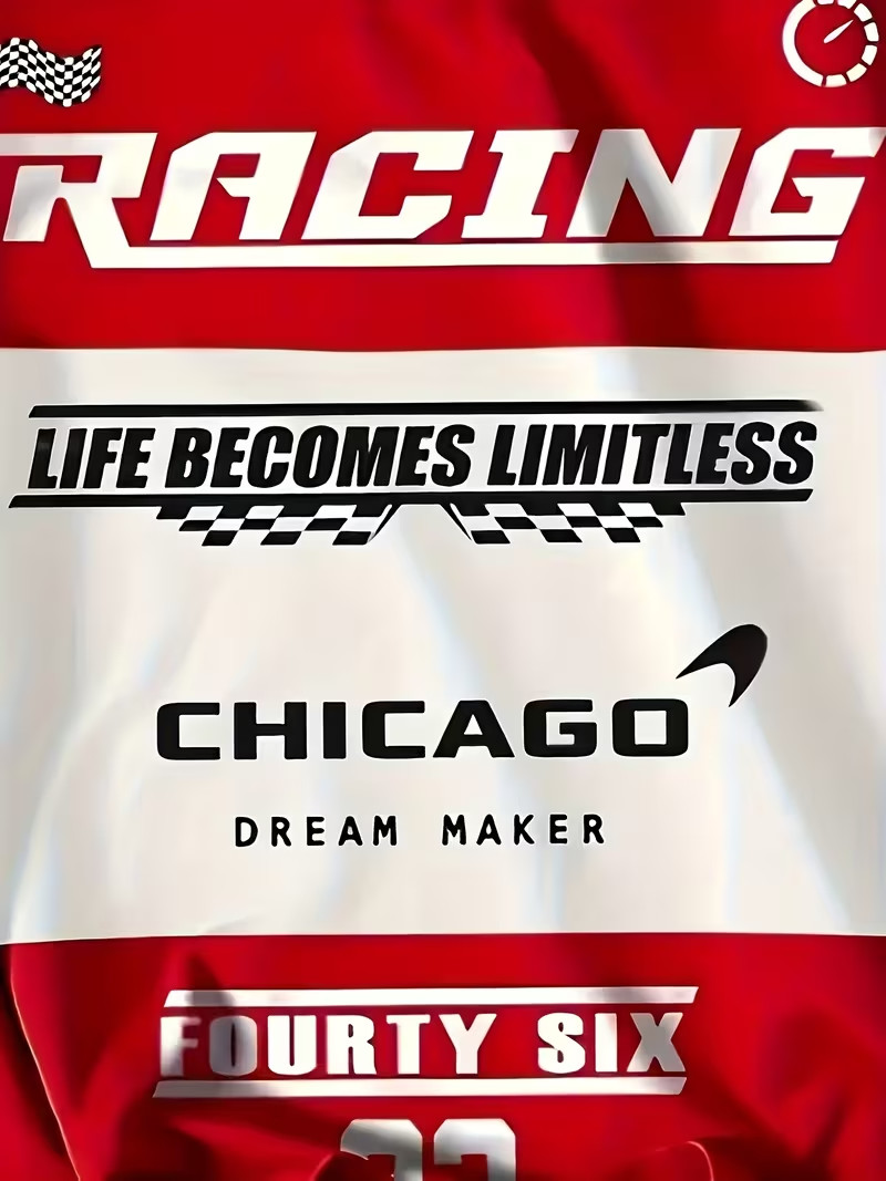 Essential Streetwear: Men’s Vintage-Style Racing Flag and Number 3D Print Short