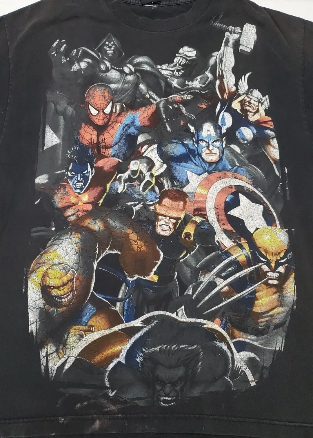 Marvel Universe T-Shirt Mens Large X-Men Spiderman Thor Venim Super Hero, Y2K