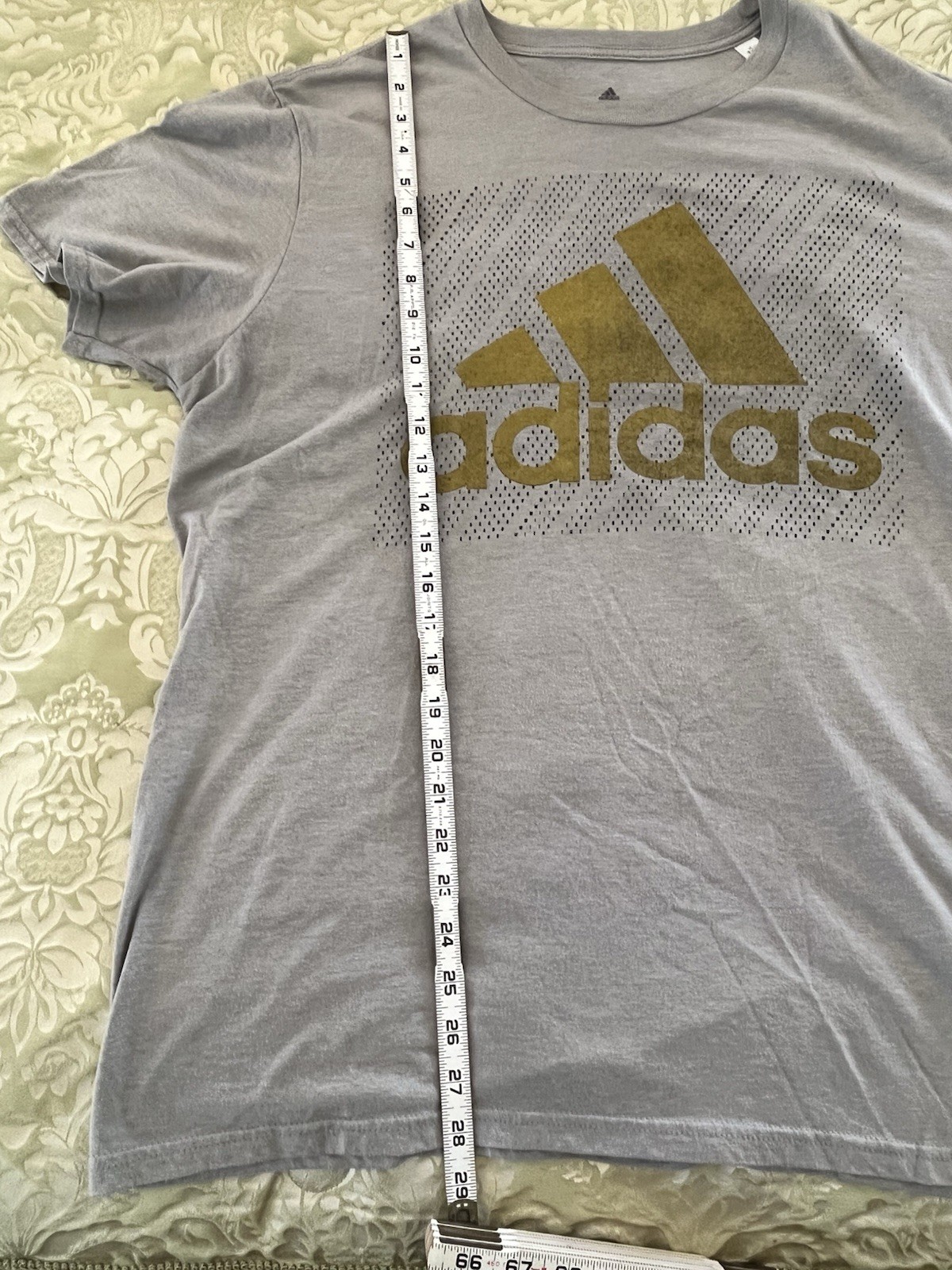Adidas The Go-To Performance Tee Gray w/Gold Logo Climalite T-Shirt Mens XL 2019