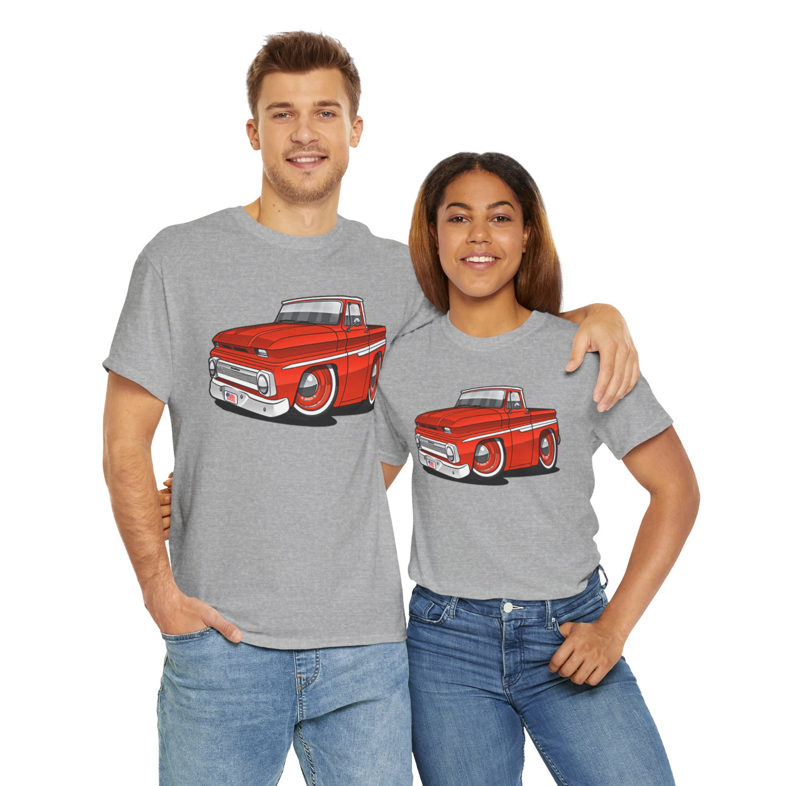 DigiRods Chevy C10 Truck 1964 Vintage Model Colors Cartoon Car Gray T Shirt
