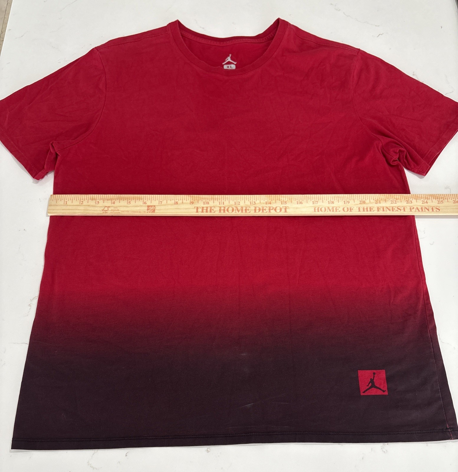 Air Jordan Mens 12 T-Shirt Fadeaway Shirt Red Black Gradient Extra Large XL