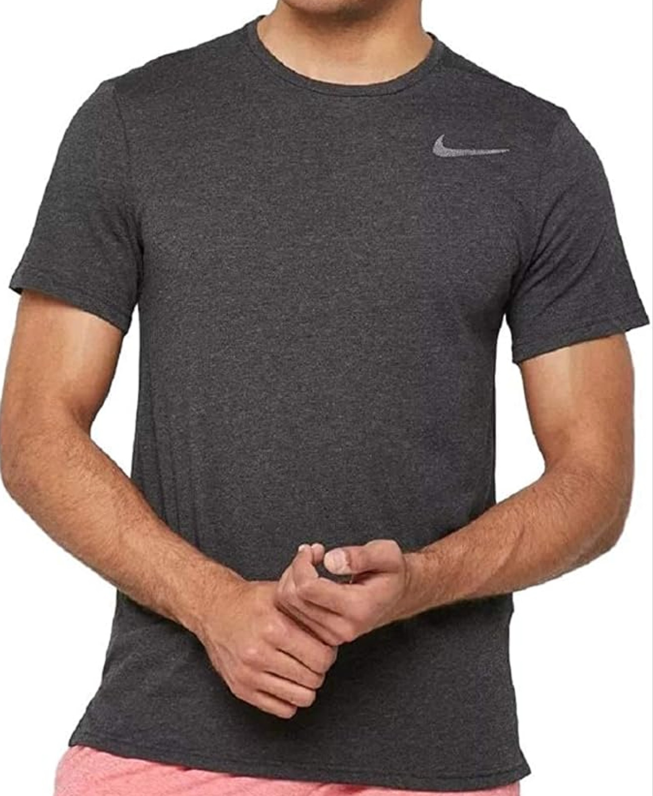 Nike Men Dri-Fit Breathe Training Top Tee Shirt AT3737-010 Charcoal Black Size M