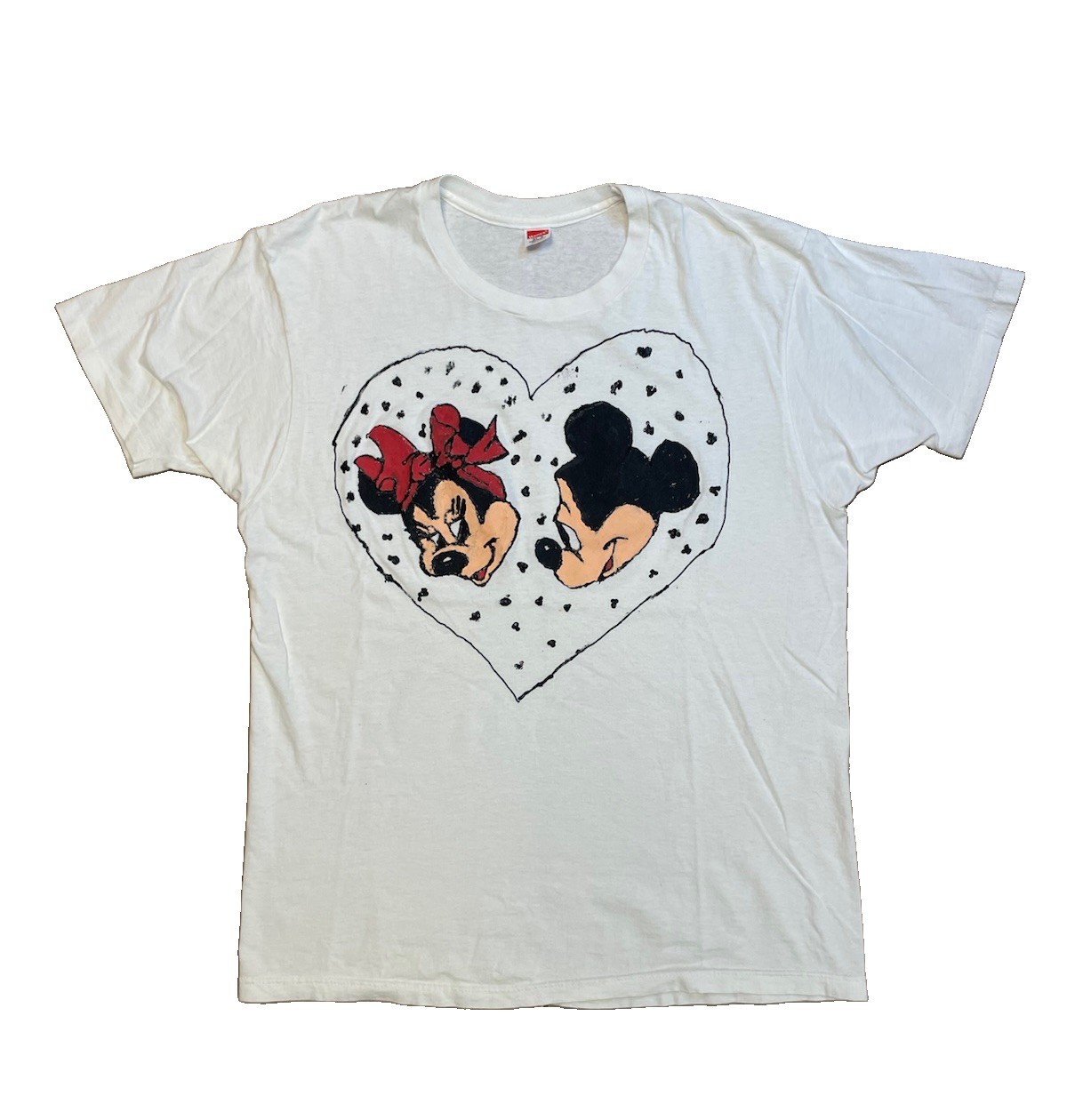 Vintage 90’s Mickey And Minnie Mouse Hand Painted Shirt Size Large Single Stitch