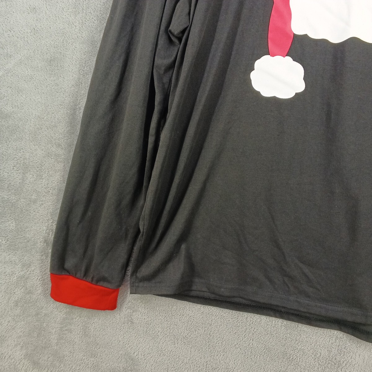 PATPAT Christmas “Santa Hat” Long Tee Men MEDIUM Knit Casual Holiday Black Red