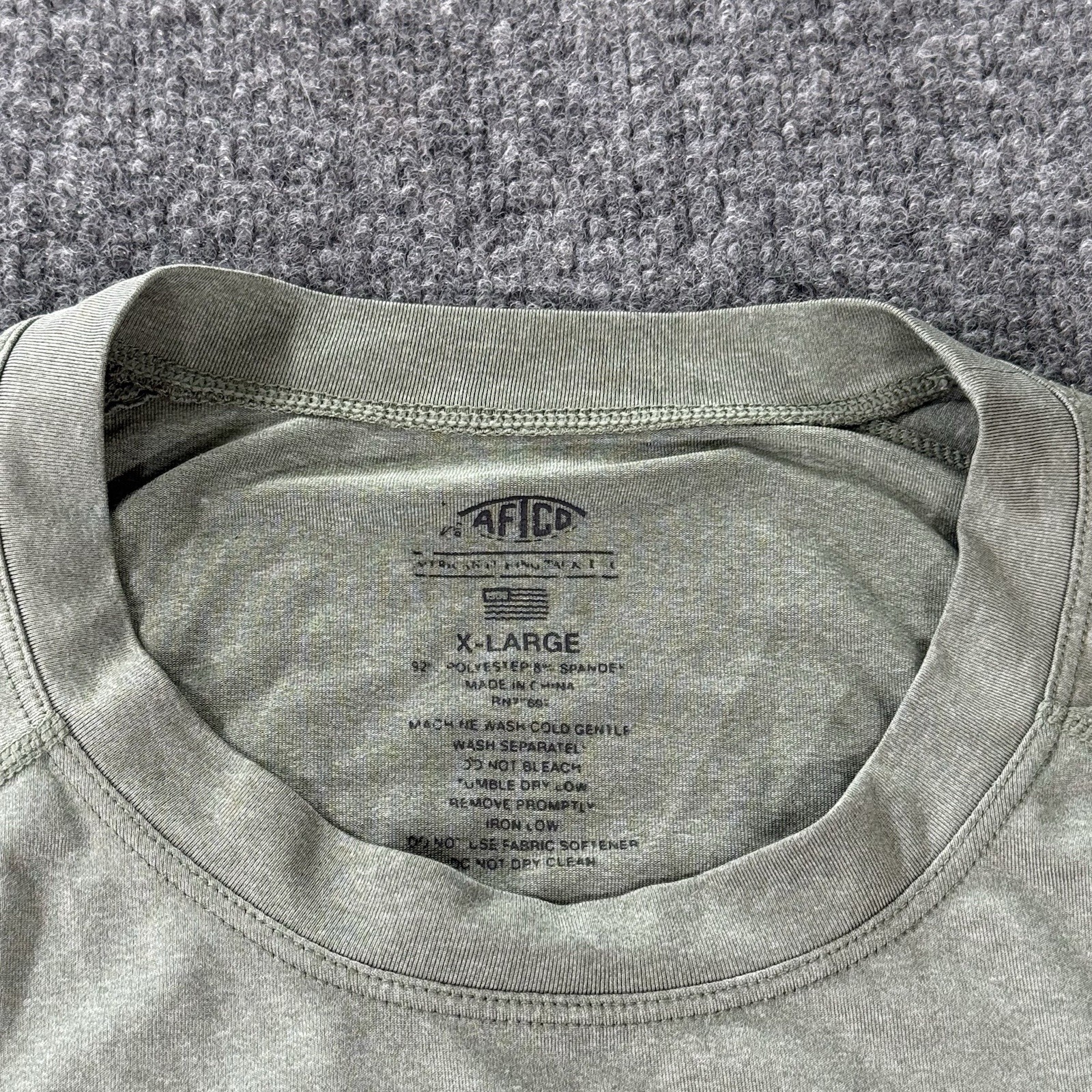AFTCO Shirt Mens XL Green Performance Fishing Long Sleeve Lightweight Stretch
