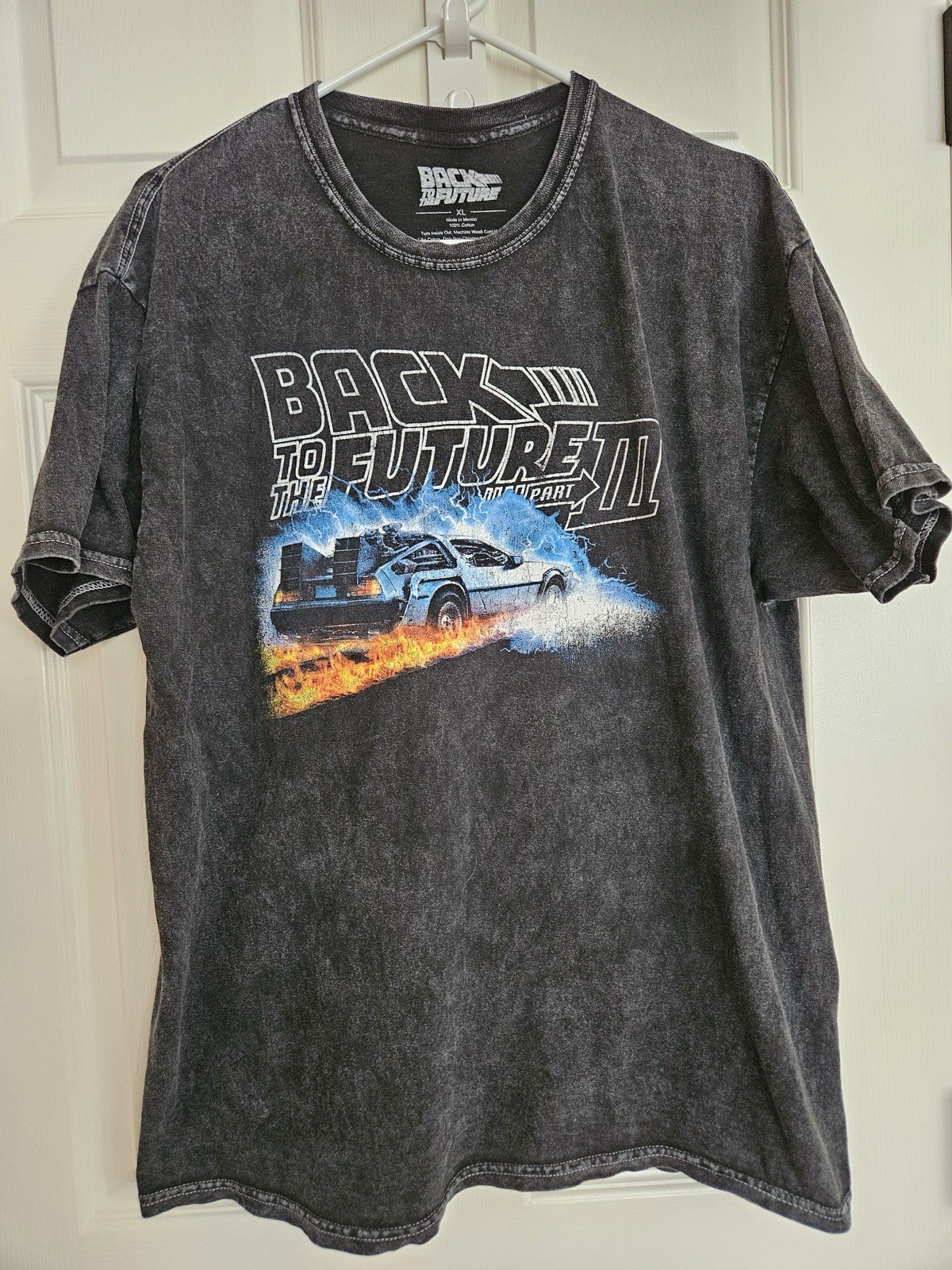 Retro Back To The Future III T-Shirt DeLorean Unisex XL Size Charcoal Tee