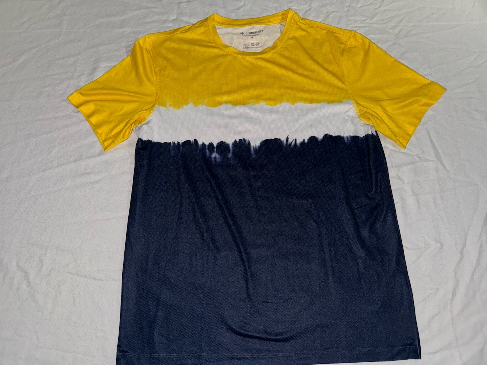 Four Laps Shirt Mens Medium Blue Short Sleeve Performance Level Tech Tee NEW