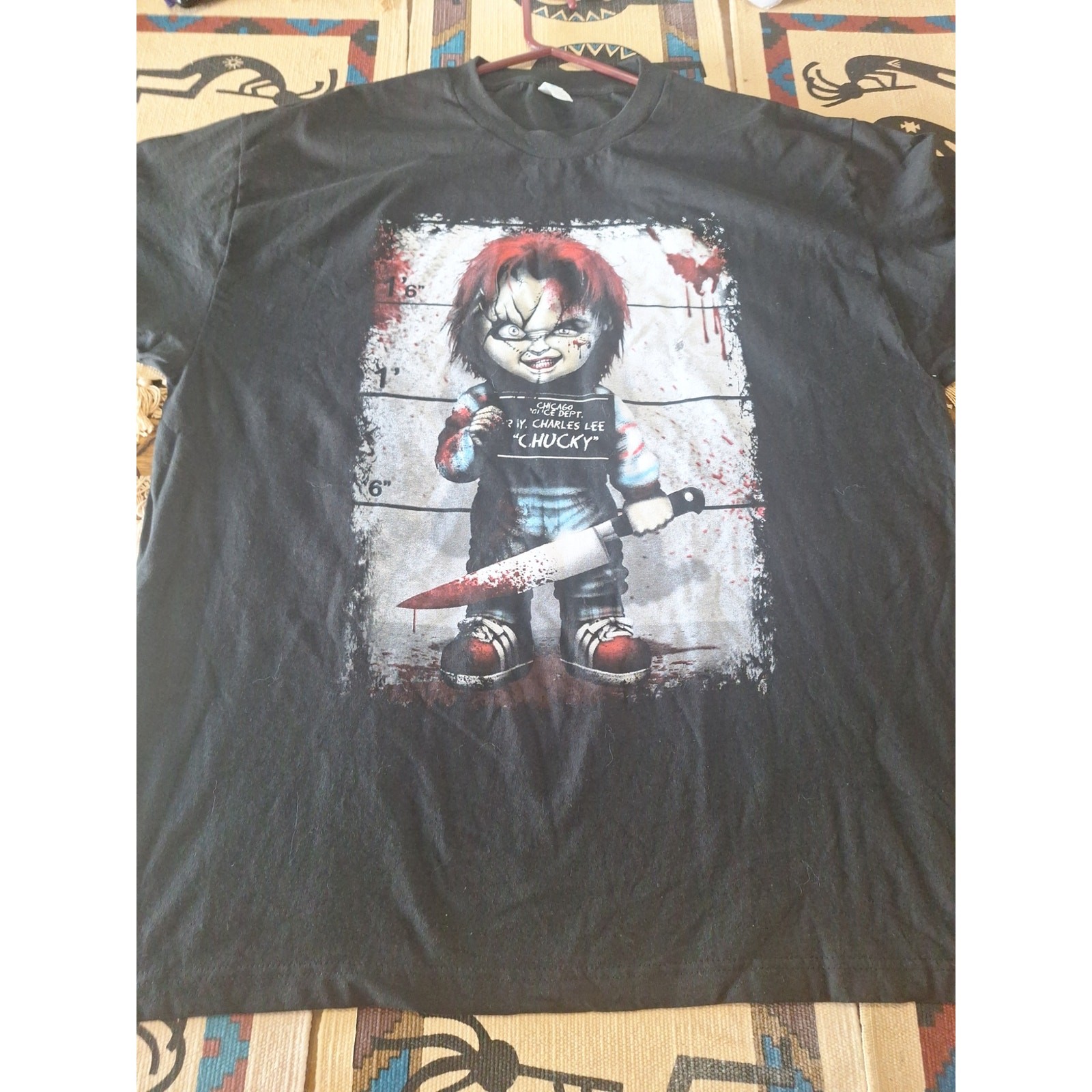 Chucky Horror Mugshot Graphic T-Shirt 2XL Black- Child’s Play Tee- Unworn!