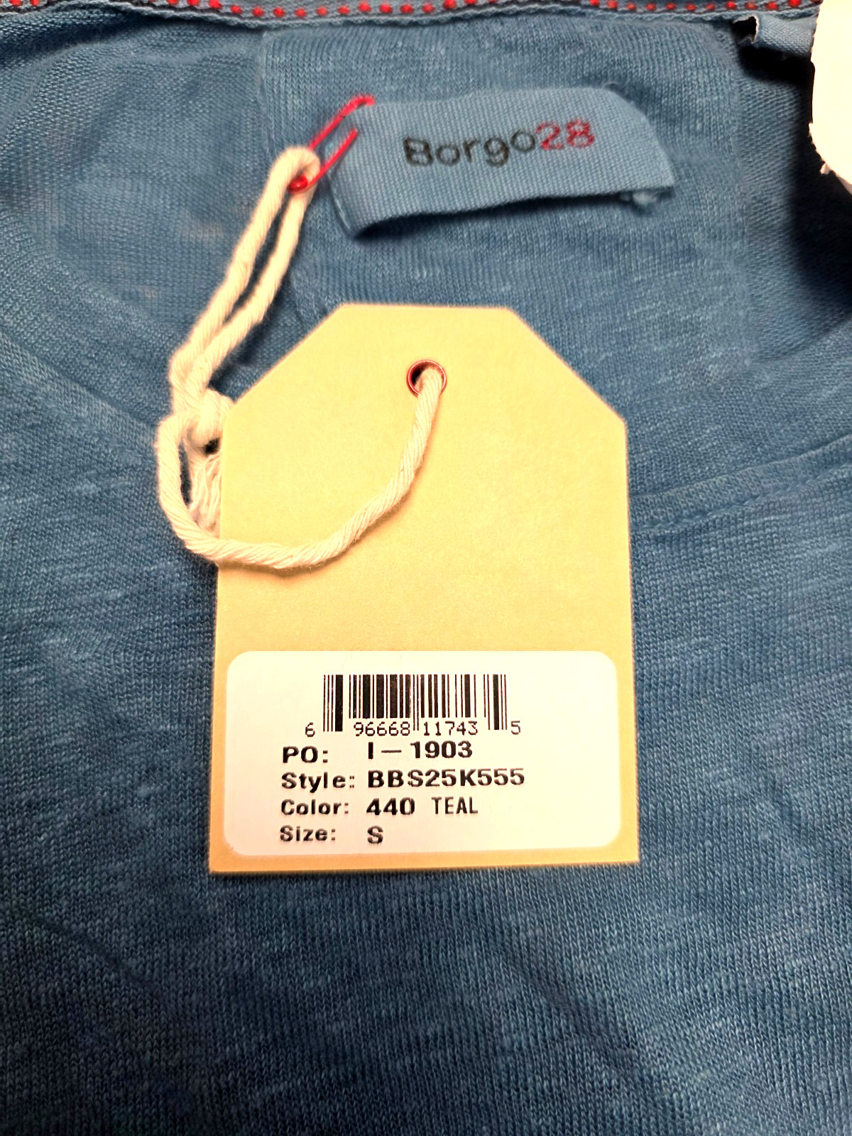 $115 New BORGO28 Short Sleeve Crew Neck T-Shirt Men’s SMALL S Blue 100% LINEN