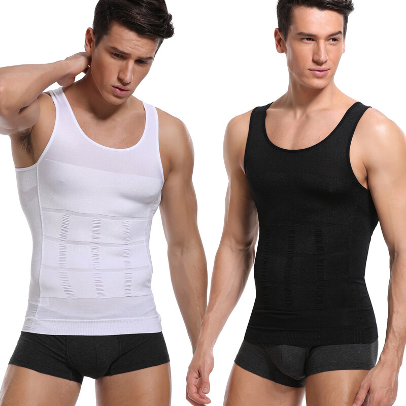 Men’s Body Shaper Toning T-Shirt Ultra Durable Compression Vest Tops Undershirts