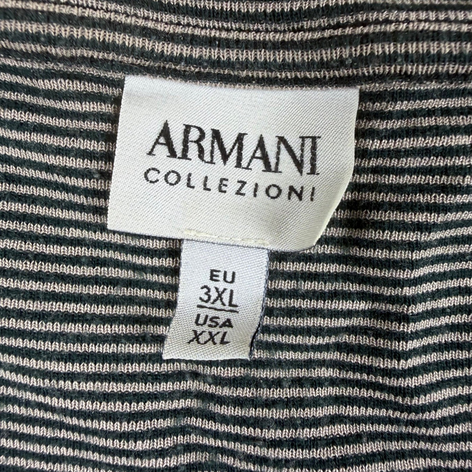 Armani Collezioni Men XXL (US L) Grey Striped Viscose Blend Short Sleeve T-Shirt