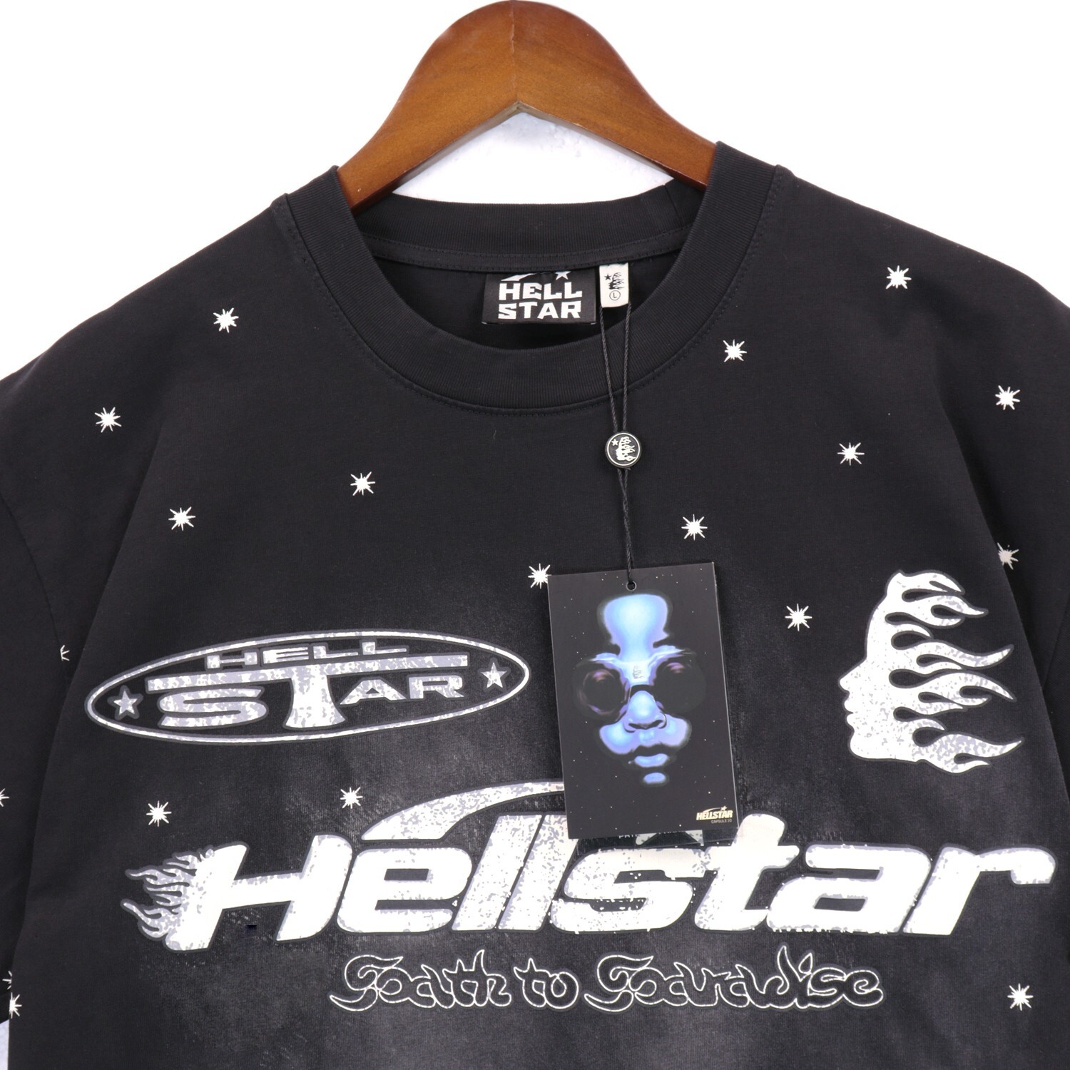 Hell Studios star Gel Sport Logo tee Men’s Cotton Washed Short sleeved T-shirt