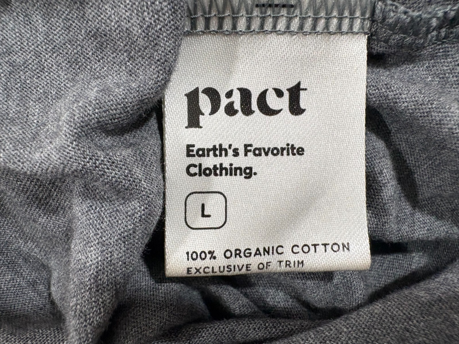 Pact Mens Gray Essential Crewneck Tee T-shirt Organic Basic Cotton Casual Sz L