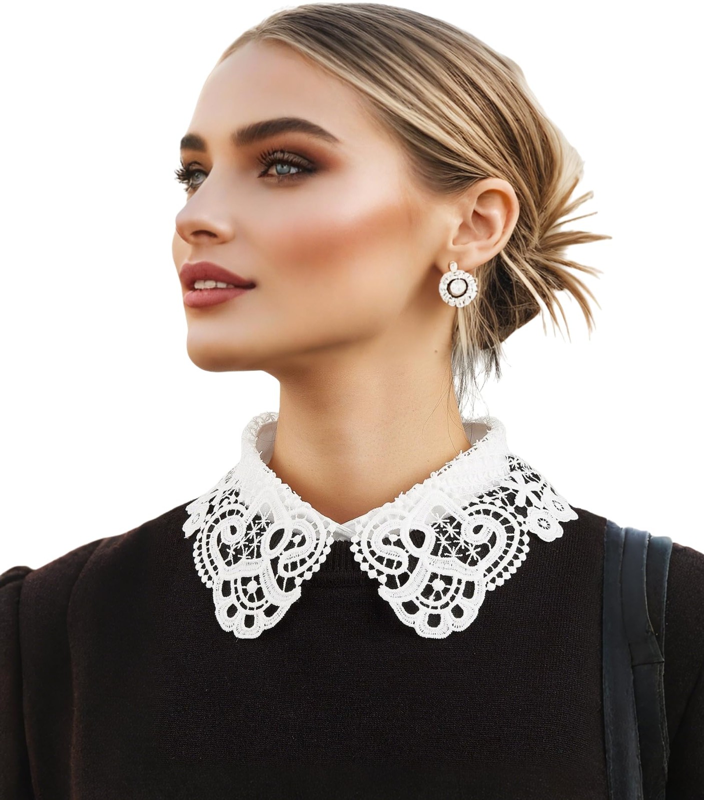 BEoneBEwin Fake Collar Detachable Dickey Collar, White Lace Collars Half Shir…