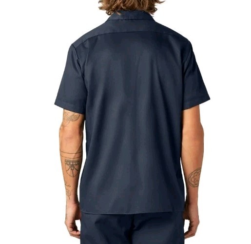 Dickies FLEX Relaxed Fit Button Short Sleeve Work Shirt Men’s Small Dark Navy