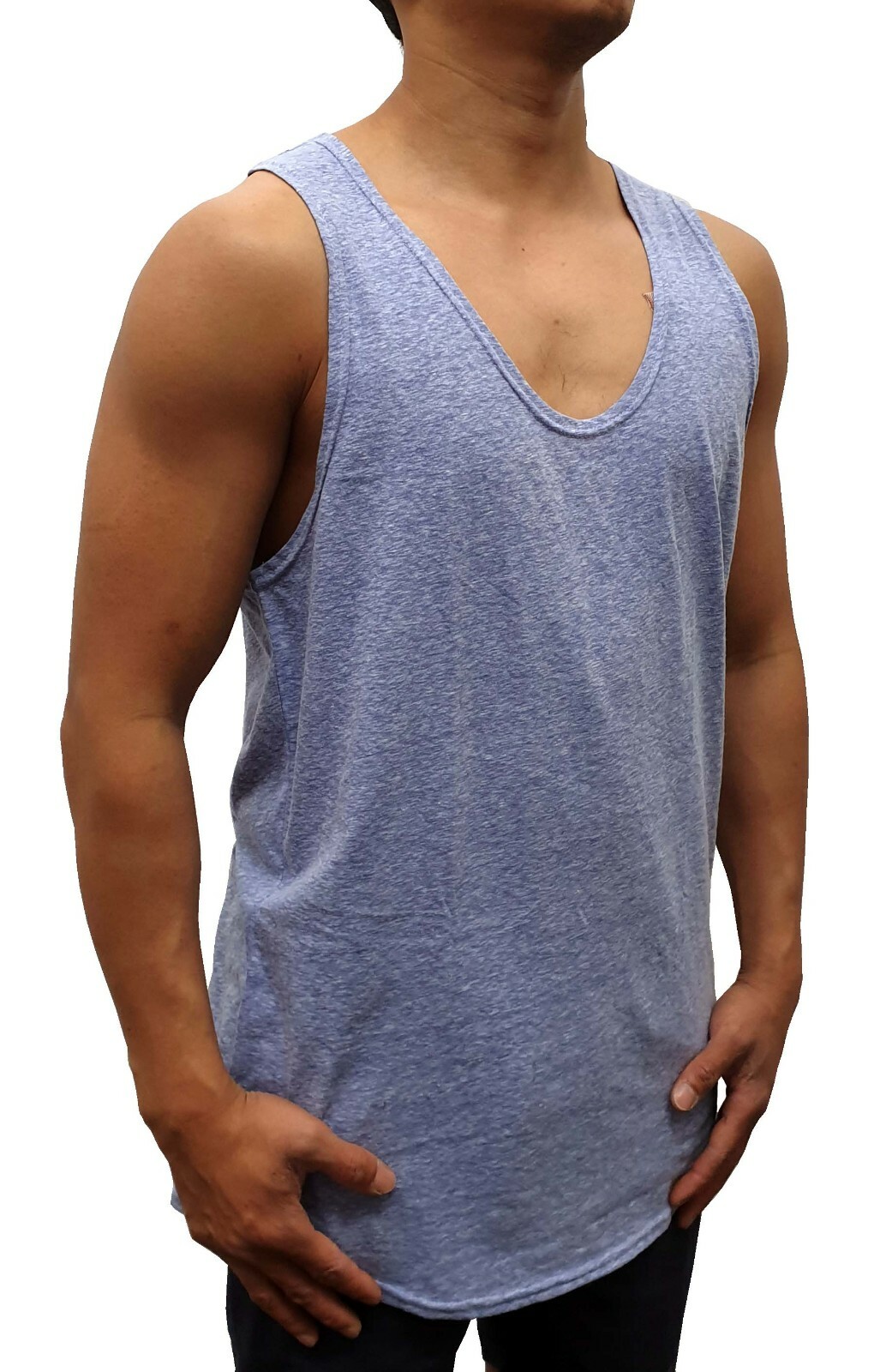 MENS SINGLET MUSCLE TANK TOP CURVE HEM BODYBUILDING GYM LIFTING CASUAL PLAIN