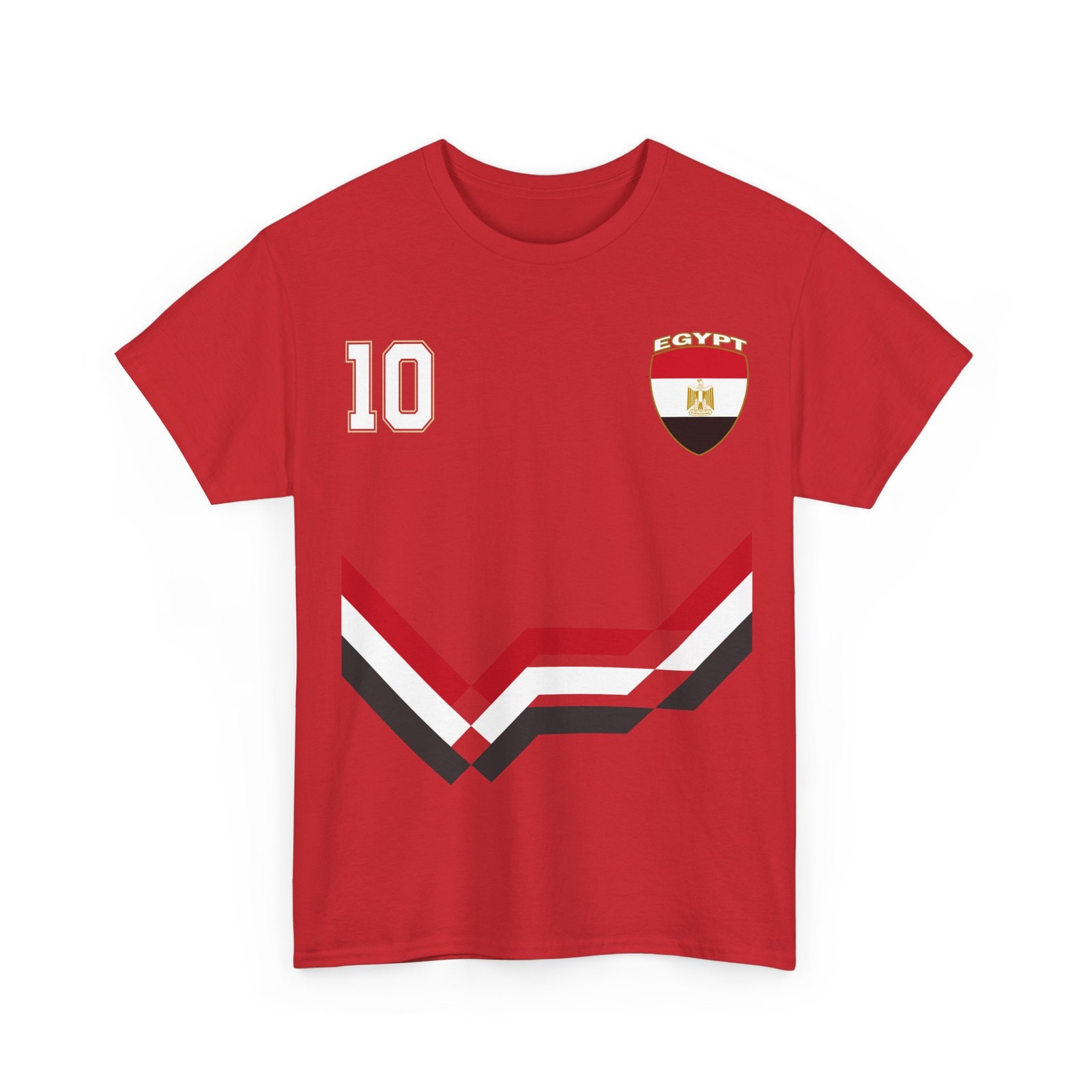 Egypt Number 10 Soccer Jersey Style Shirt, Egyptian Flag Soccer Shirt