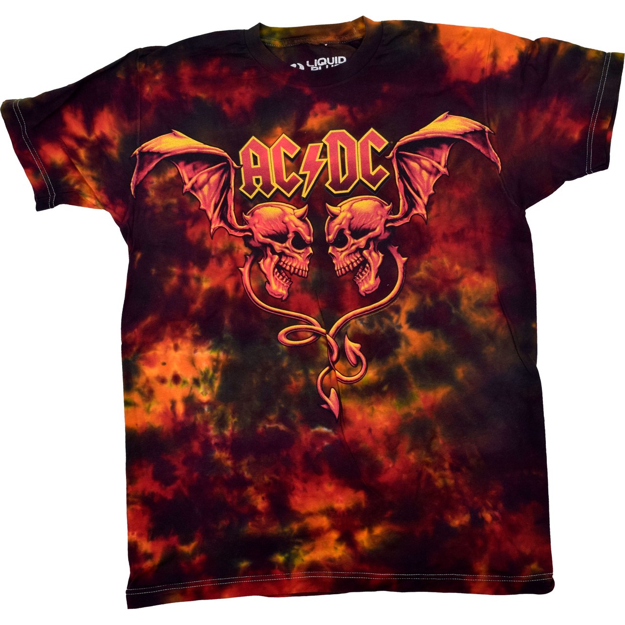 [Limited Edition] Vintage AC/DC Evil Wings Clearance Tie-Dye T-Shirt Liquid Blue