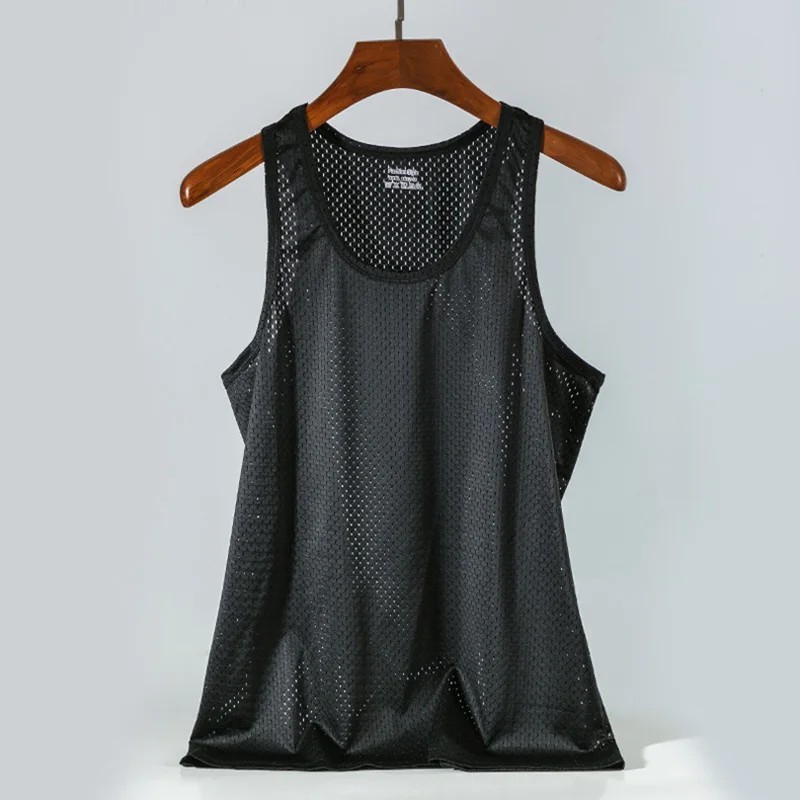 Men Ice Silk Tank Top Men’S Trendy Mesh Breathable Quick Drying Sports