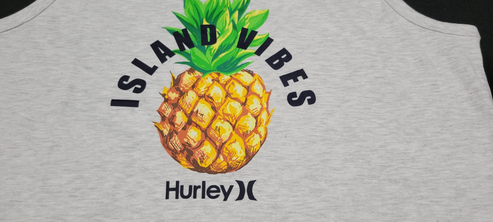 Hurley Men’s The One & Only Graphic Tank Top Island Vibes Pineapple Tank -gray