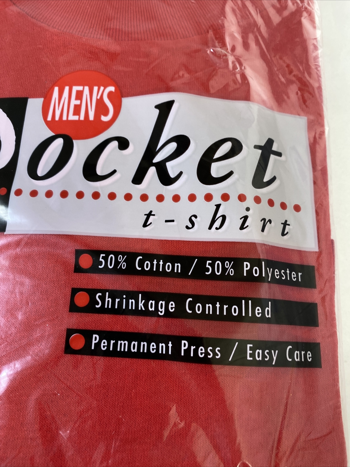 Kmart Pocket T-Shirt Mens XL Red New Vintage 90s Made in USA Cotton Blend Tee