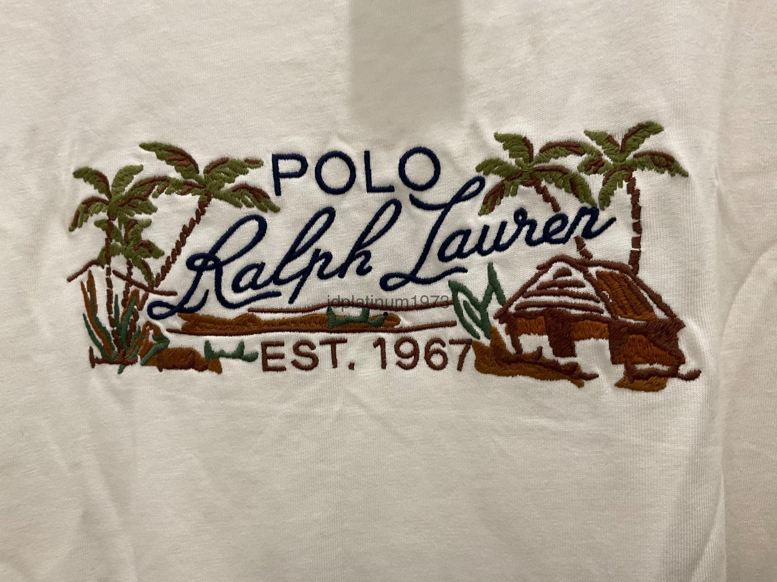 Polo Ralph Lauren Big & Tall Ivory PALM TREE CABIN LOGO Short Sleeve T Shirt