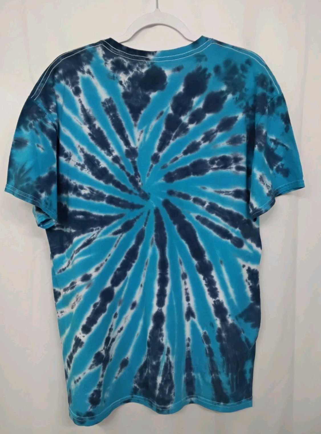 New Tie Dye Men’s T-Shirt Blue Gray Adult Large Multicolor Summer Swirl Spiral