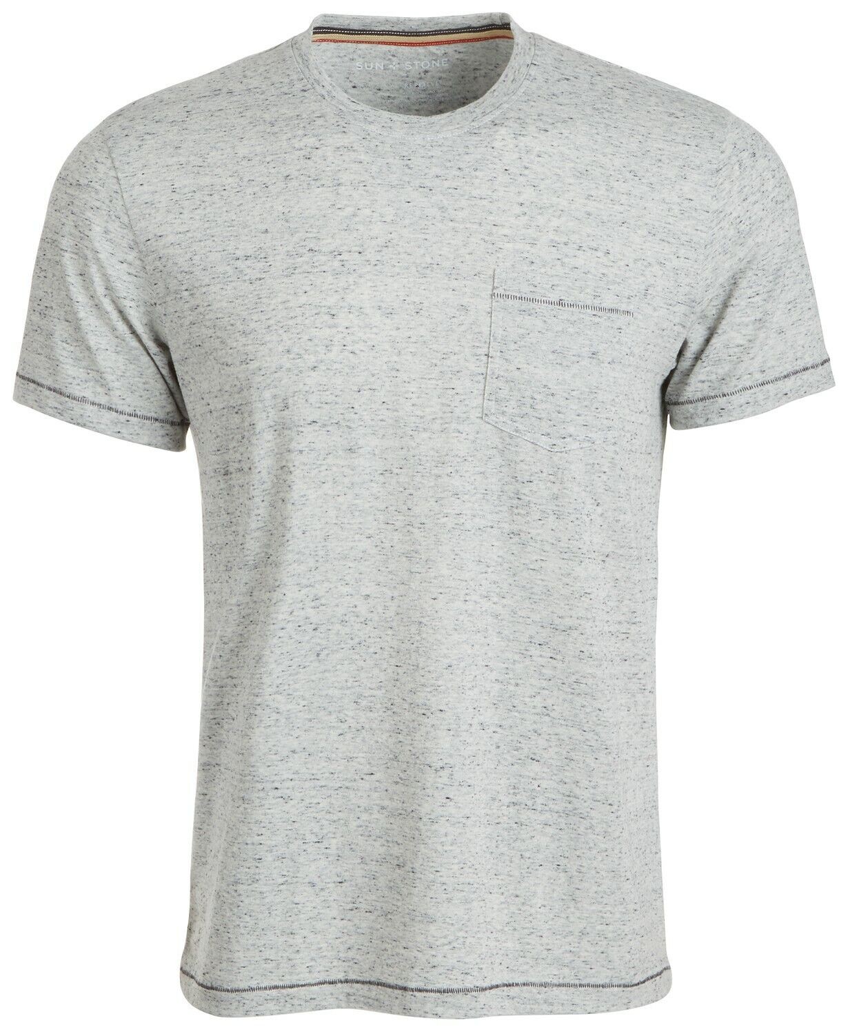 Sun + Stone Men’s Blair Contrast Neck Stitch Marled T-Shirt Grey/White -2XL