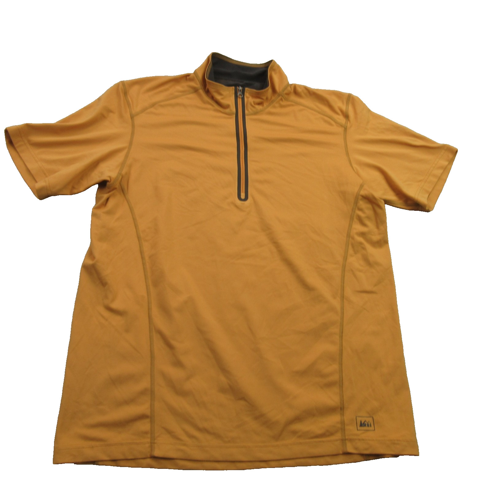 REI Shirt Mens Large Short Sleeve Crew Neck 1/4 Zip Lightweight Casual Yellow