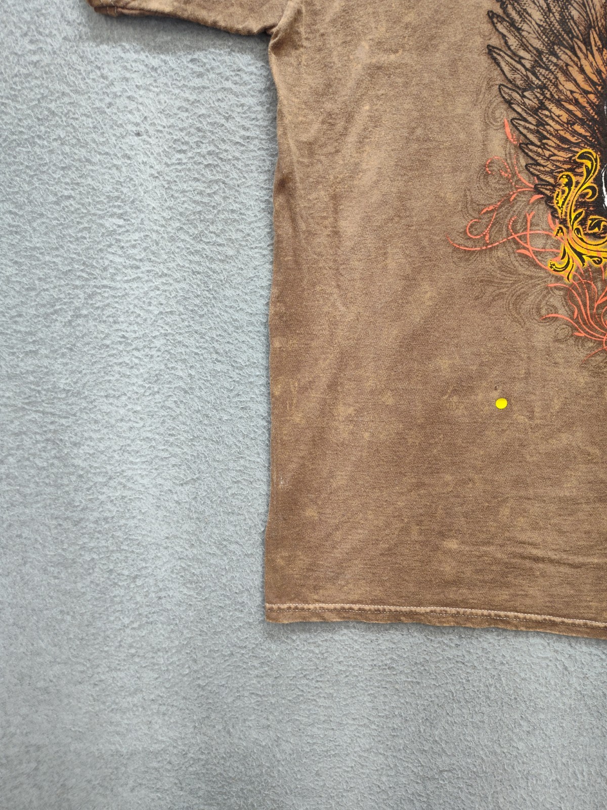 Def Leppard Men Shirt XL Brown Graphic Print Crew Neck Short Sleeve Logo Casual