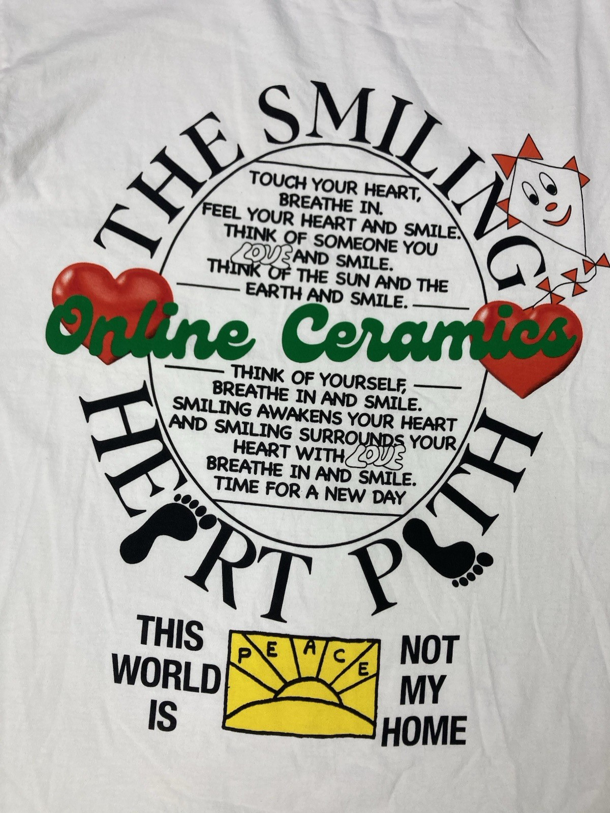 Online Ceramics Time For A New Day Graphic T-shirt Men Large White Long Sleeve