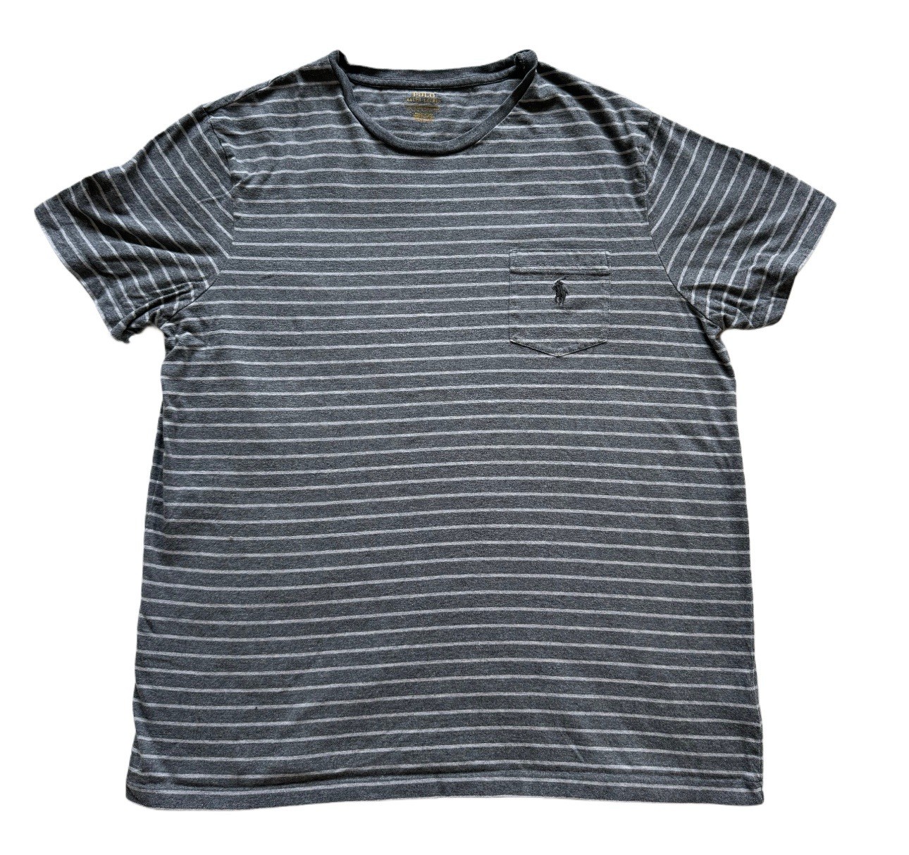 Polo Ralph Lauren Men’s XL Stripe Pocket T-Shirt Gray Pony Logo Casual Tee