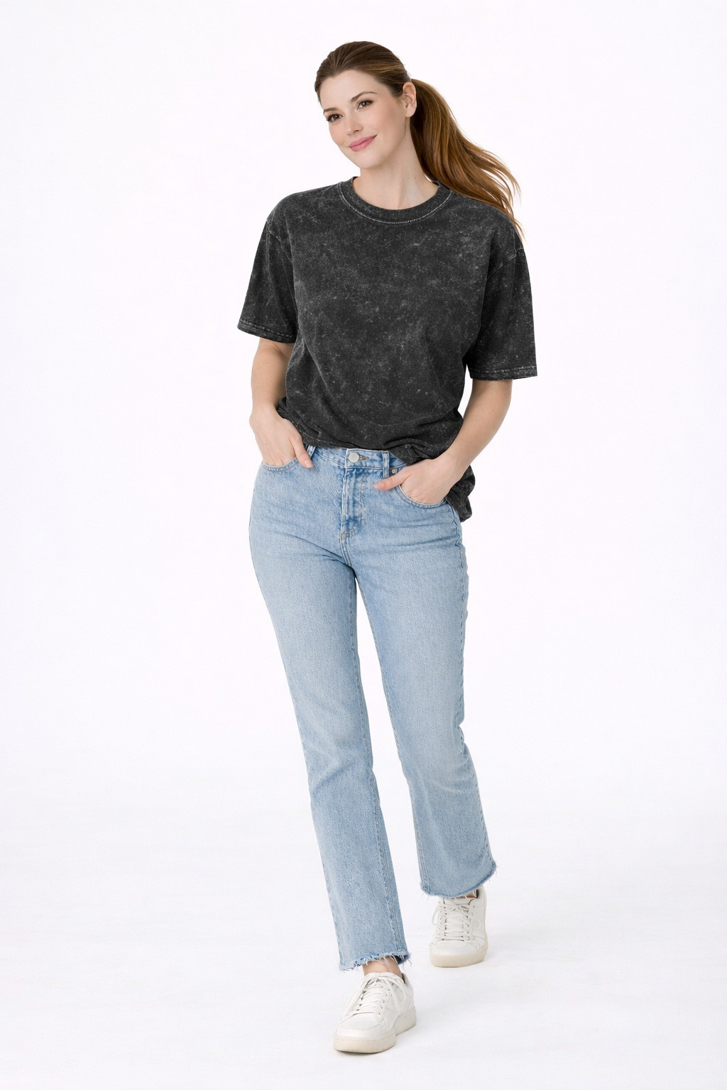 6 PK Unisex Men  Women Acid / stone Wash T-Shirts cotton multicolour ( M )