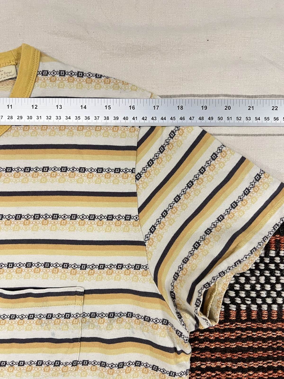 LVC T-Shirt L Levi’s Vintage Clothing Casuals Yellow Ringer Fancy Stripe Rare