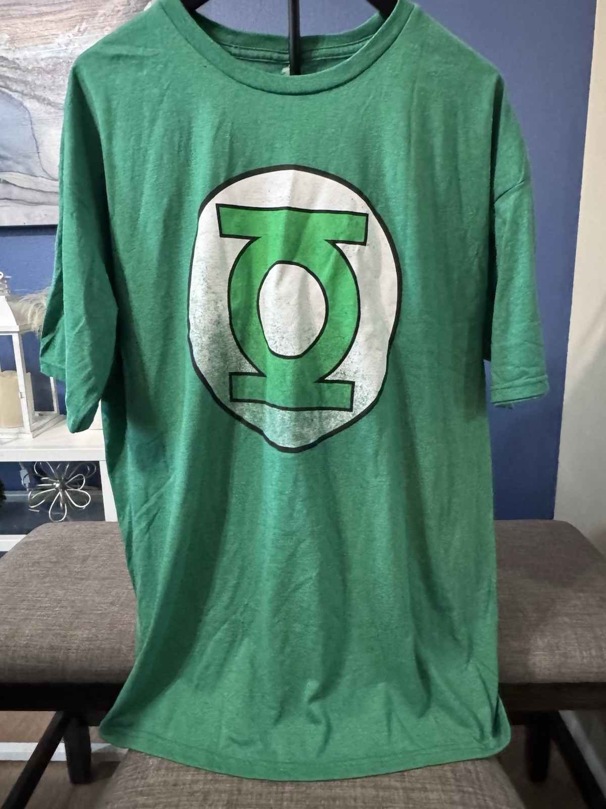 Green Lantern Distressed Lantern Logo T Shirt Mens Licensed DC Tee Kelly Green
