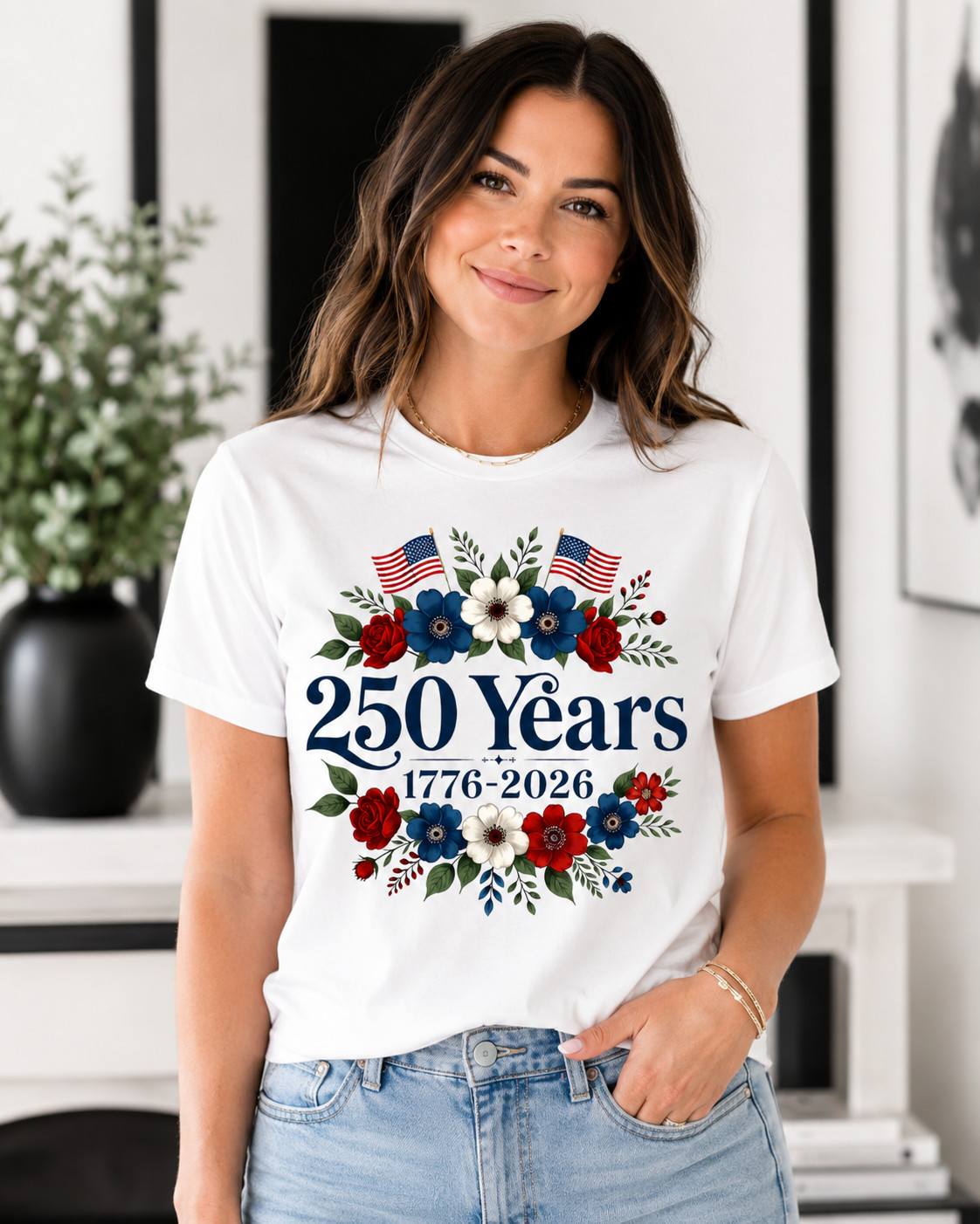 Comfort Colors Boho Floral American Flag Shirt 250th Anniversary 4thOf July Gift