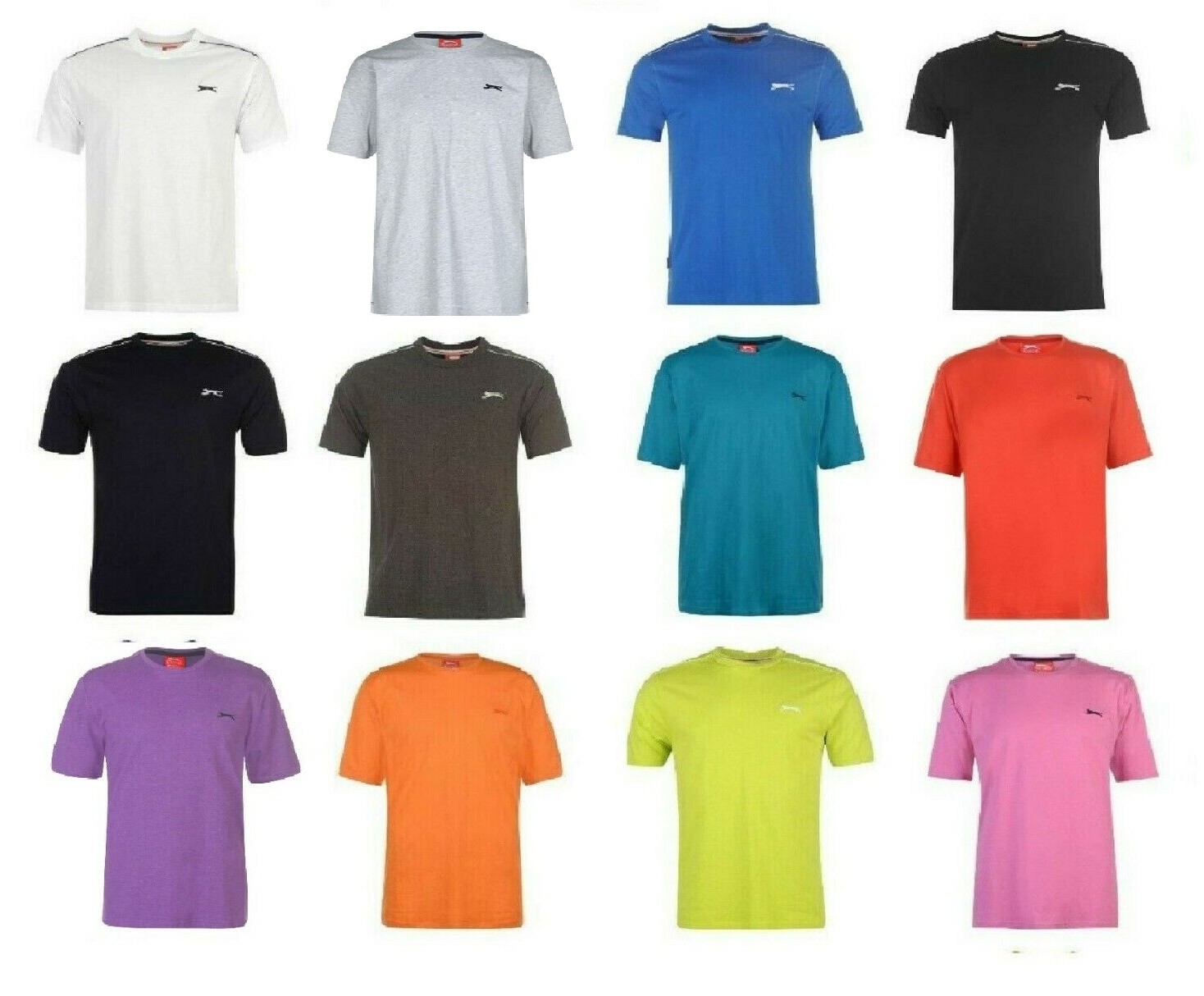 Mens Slazenger 100% Cotton Plain Crew Neck T Shirt XS S M L XL XXL 3XL 4XL BNWT