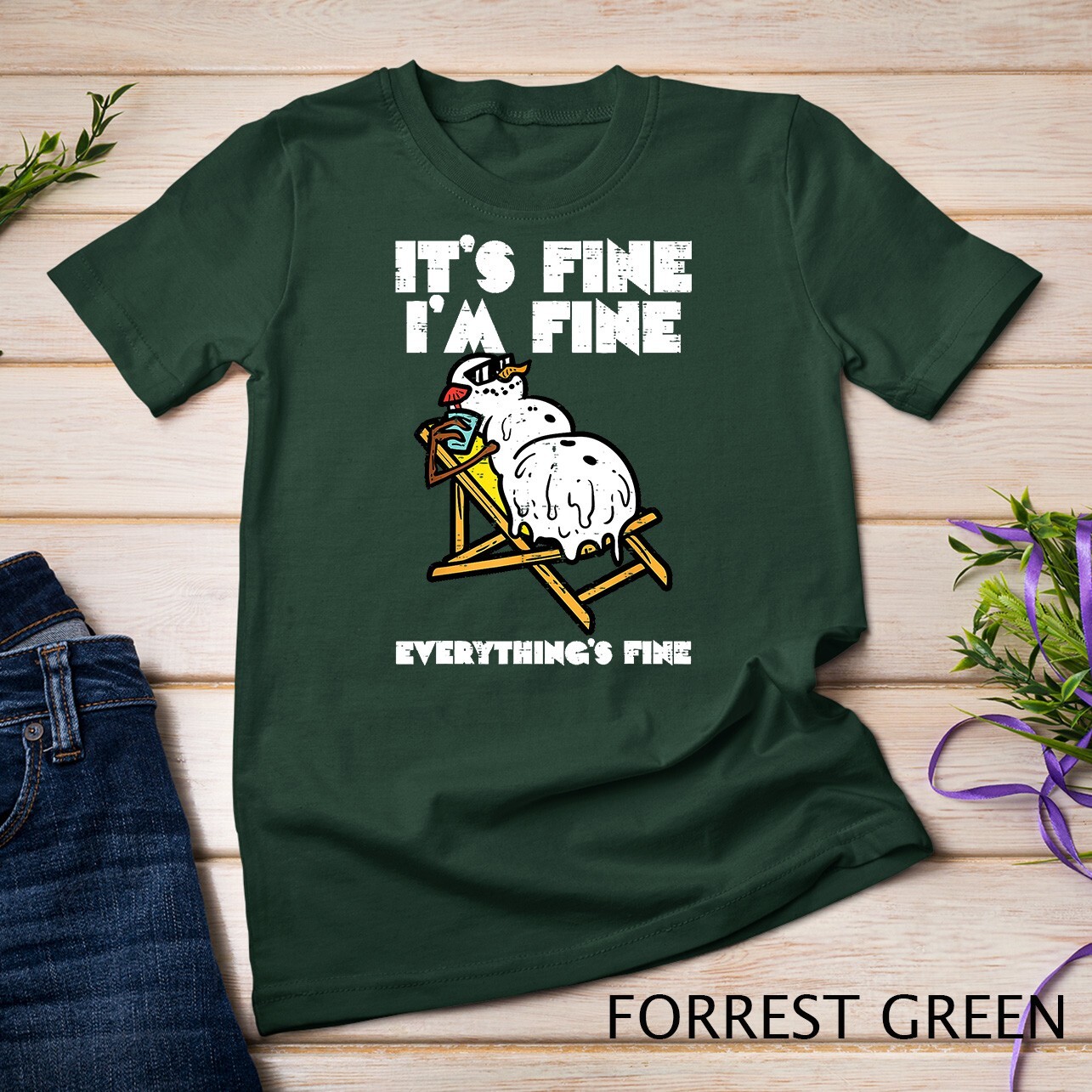 Christmas In July Snowman Melting Fine Funny Men Women Kids Unisex T-shirt