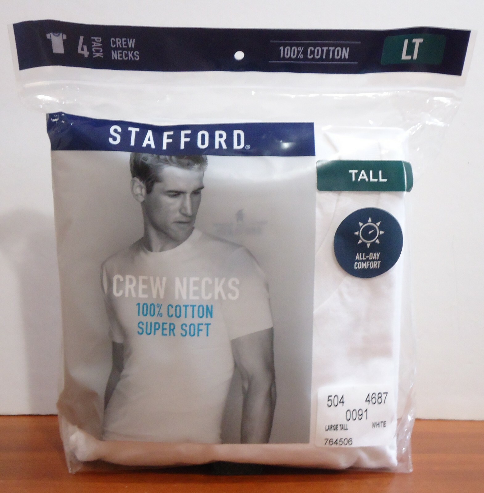 Stafford 4-Pack Men’s Big & Tall 100% Cotton Ultra Soft Crew-Neck T-Shirts(TALL)