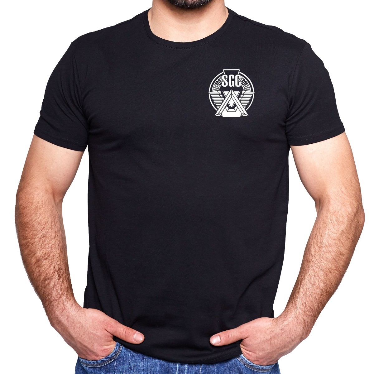 Stargate Command White Logo Double Sided Adult Shirt