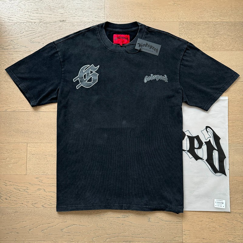 NEW Godspeed Skeleton Cowboy Knight Black print Tee Mens Short Sleeve T-shirt