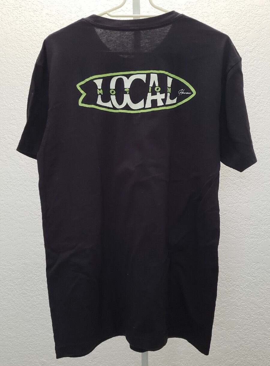 Local Motion Surf Hawaii Men’s Black Medium T Shirt Surfboard Logo